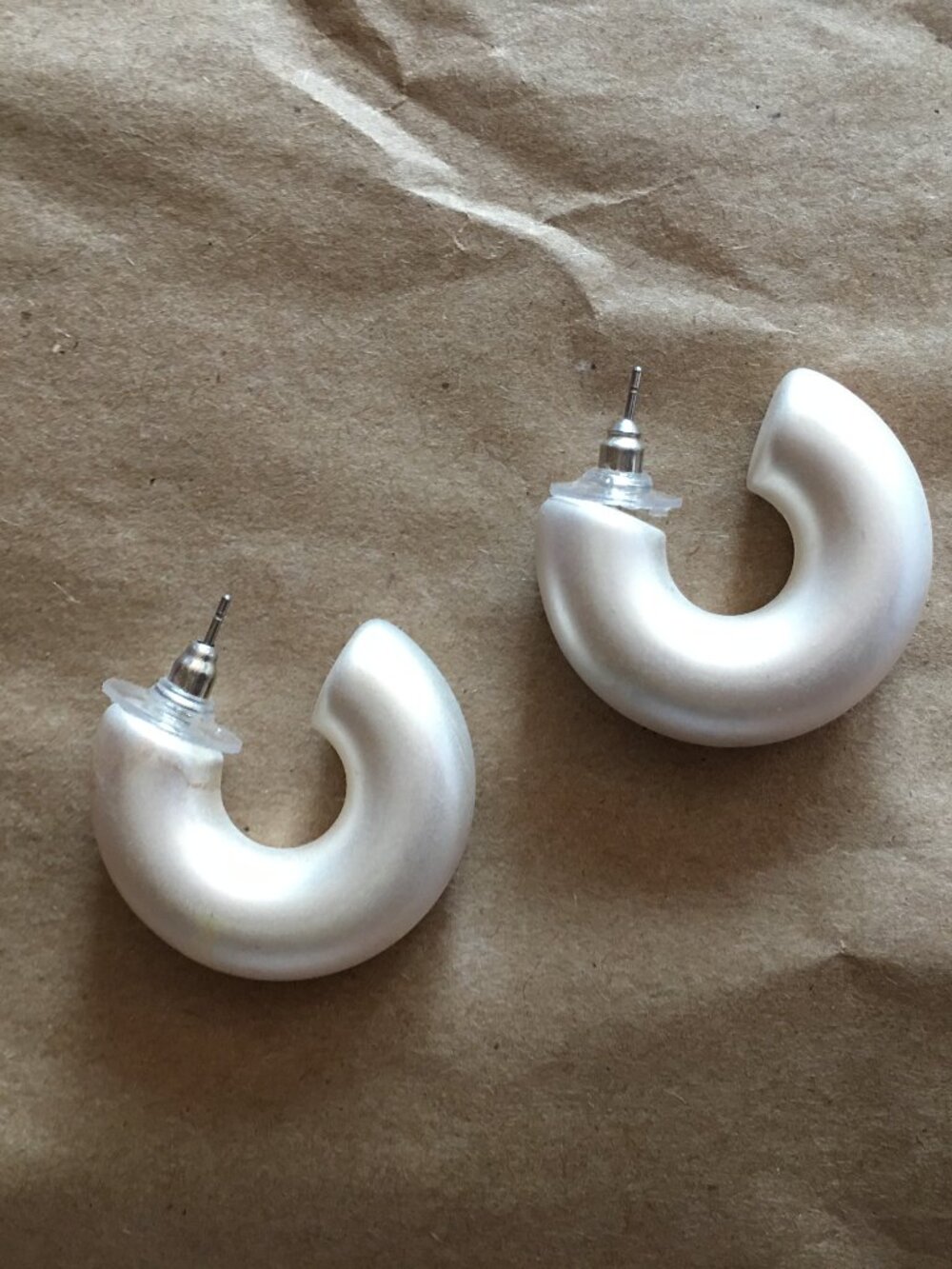 Chunky White Hoop Earrings